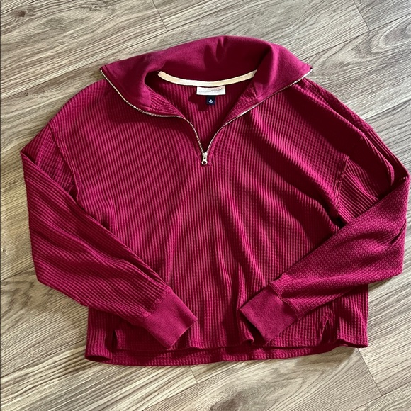 Universal Thread Sweaters - Universal Thread Women’s M Waffle Knit Maroon 1/4 Zip-Up Sweater